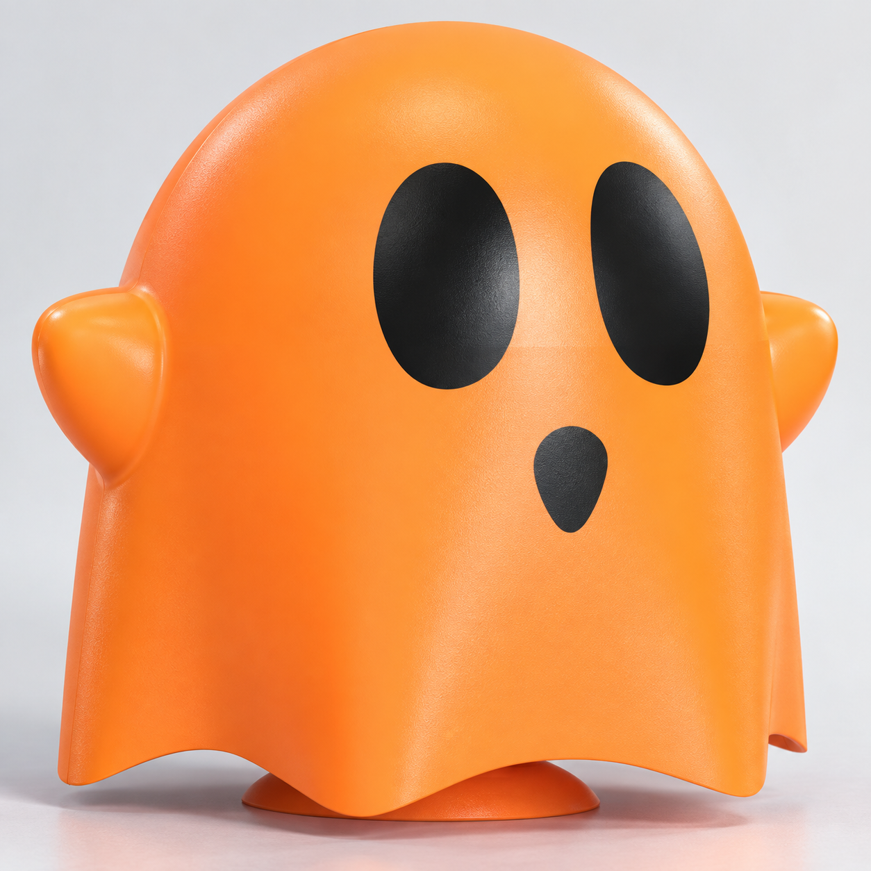 Close-up of the orange character surface texture and simplified facial details