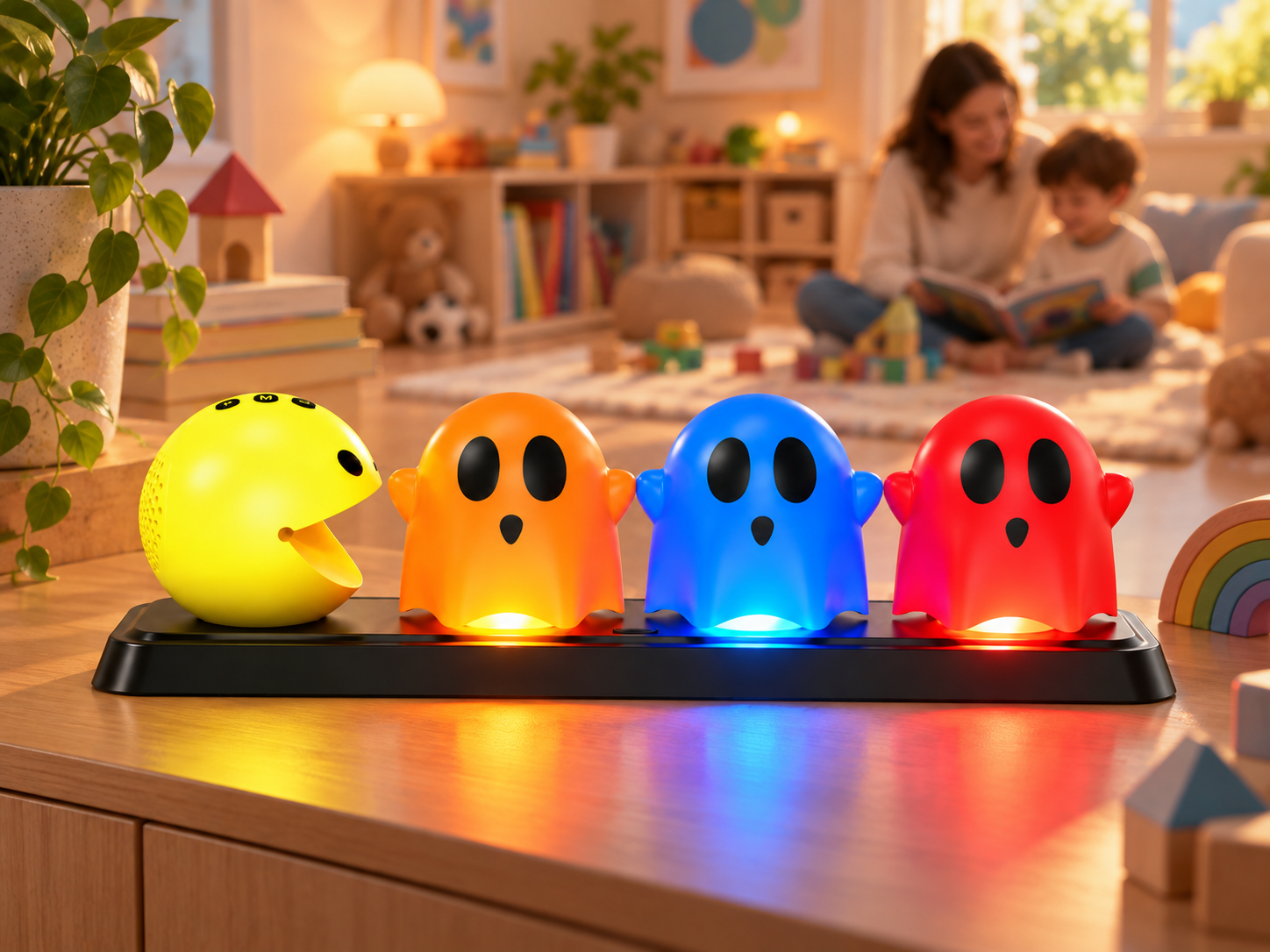 Character lighting system in a colorful family and children's room