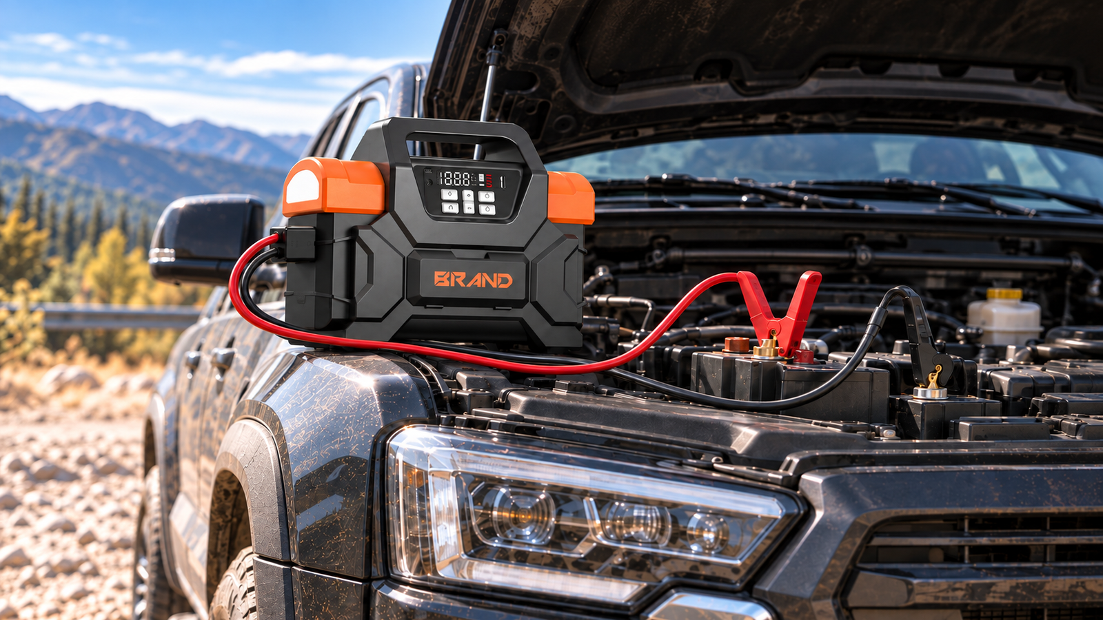 Automotive utility system connected to a vehicle battery for jump starting