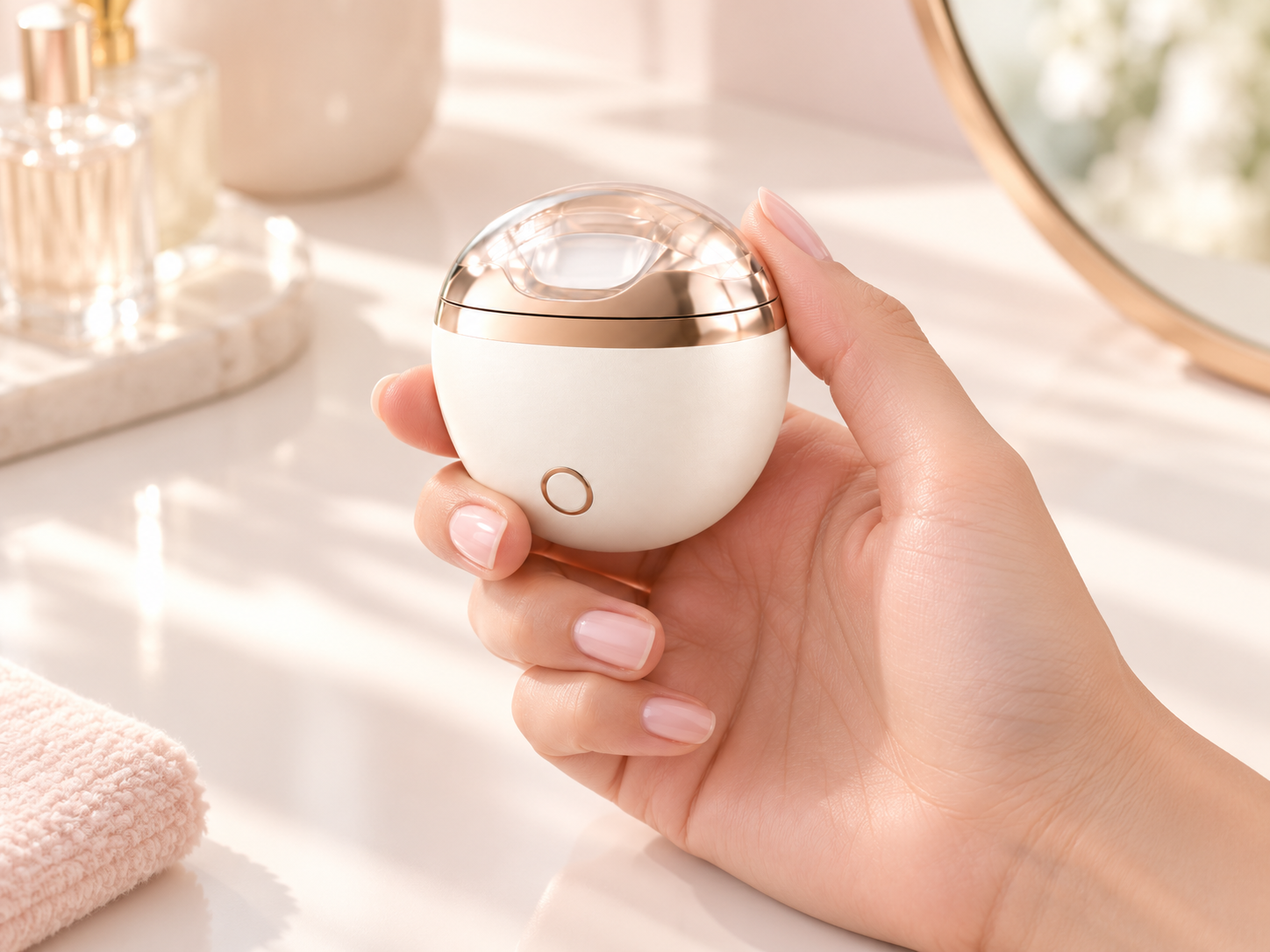 Mousse electric nail clipper held naturally in the palm