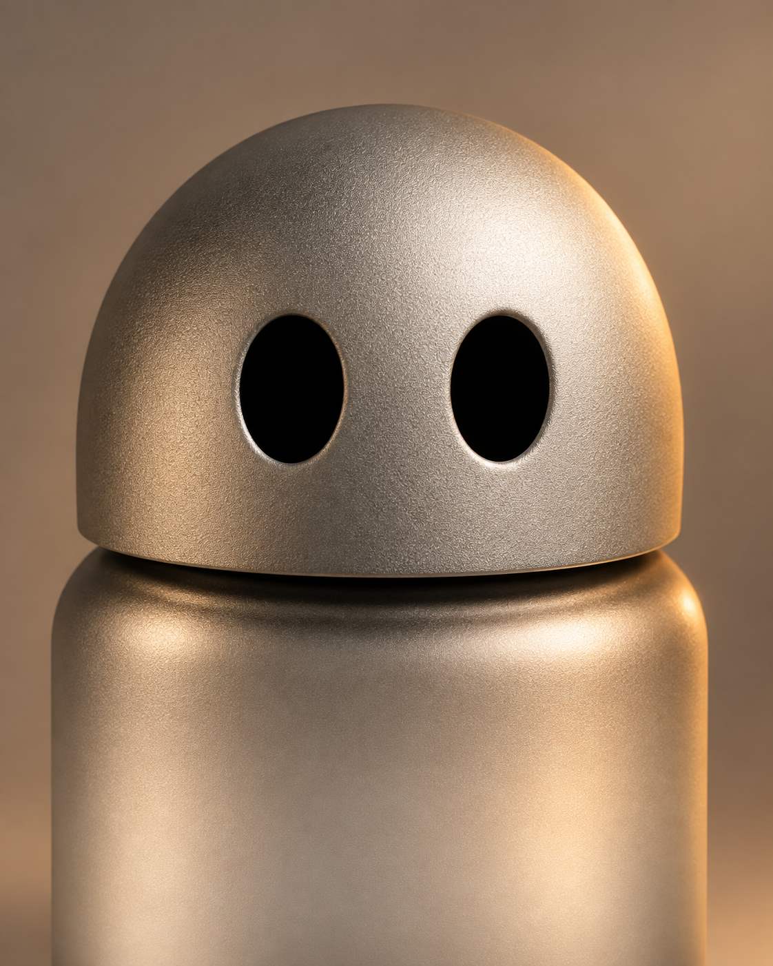 Close-up of PHANTOM SILVER rounded cap and twin oval openings