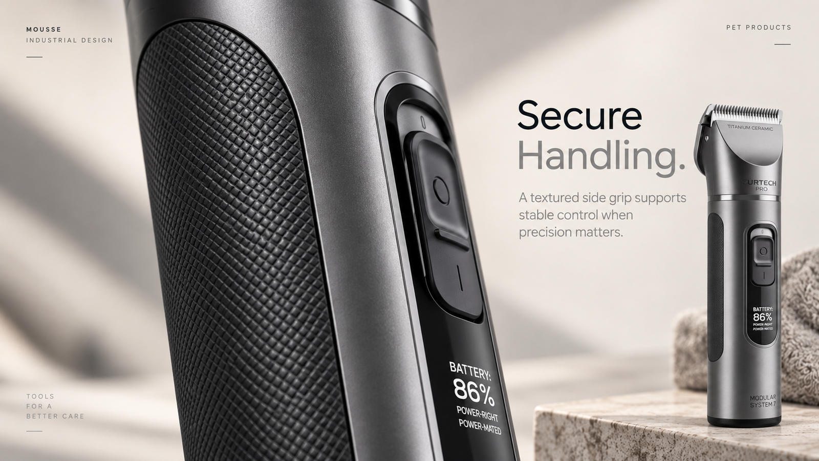 Textured side grip for secure handling