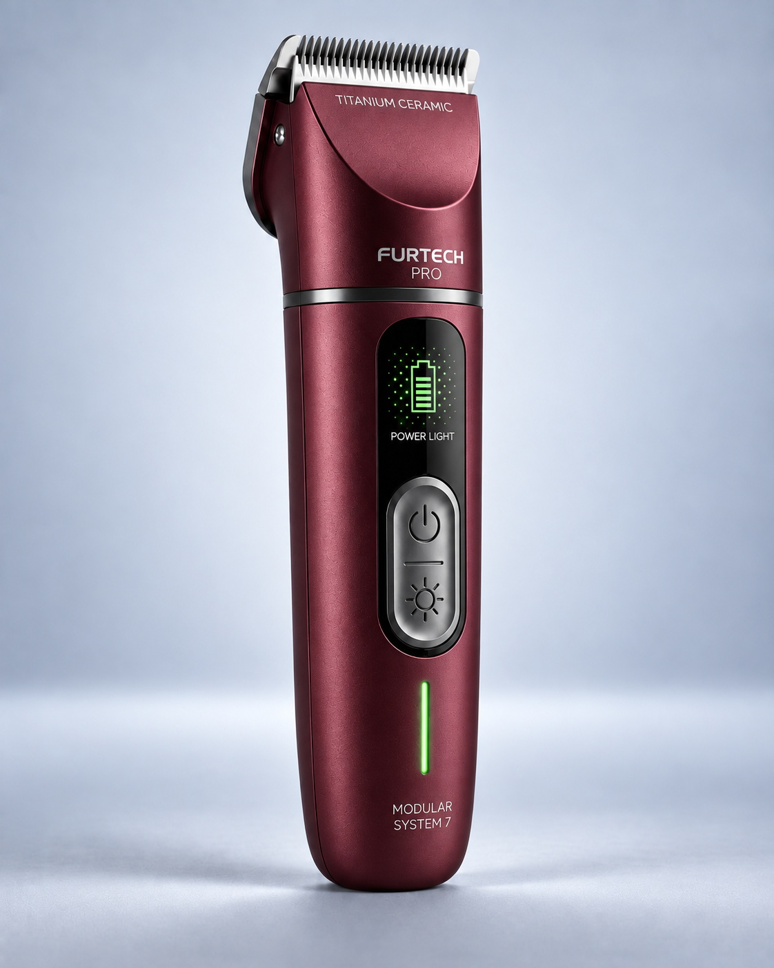 Burgundy finish version of the modular grooming clipper.