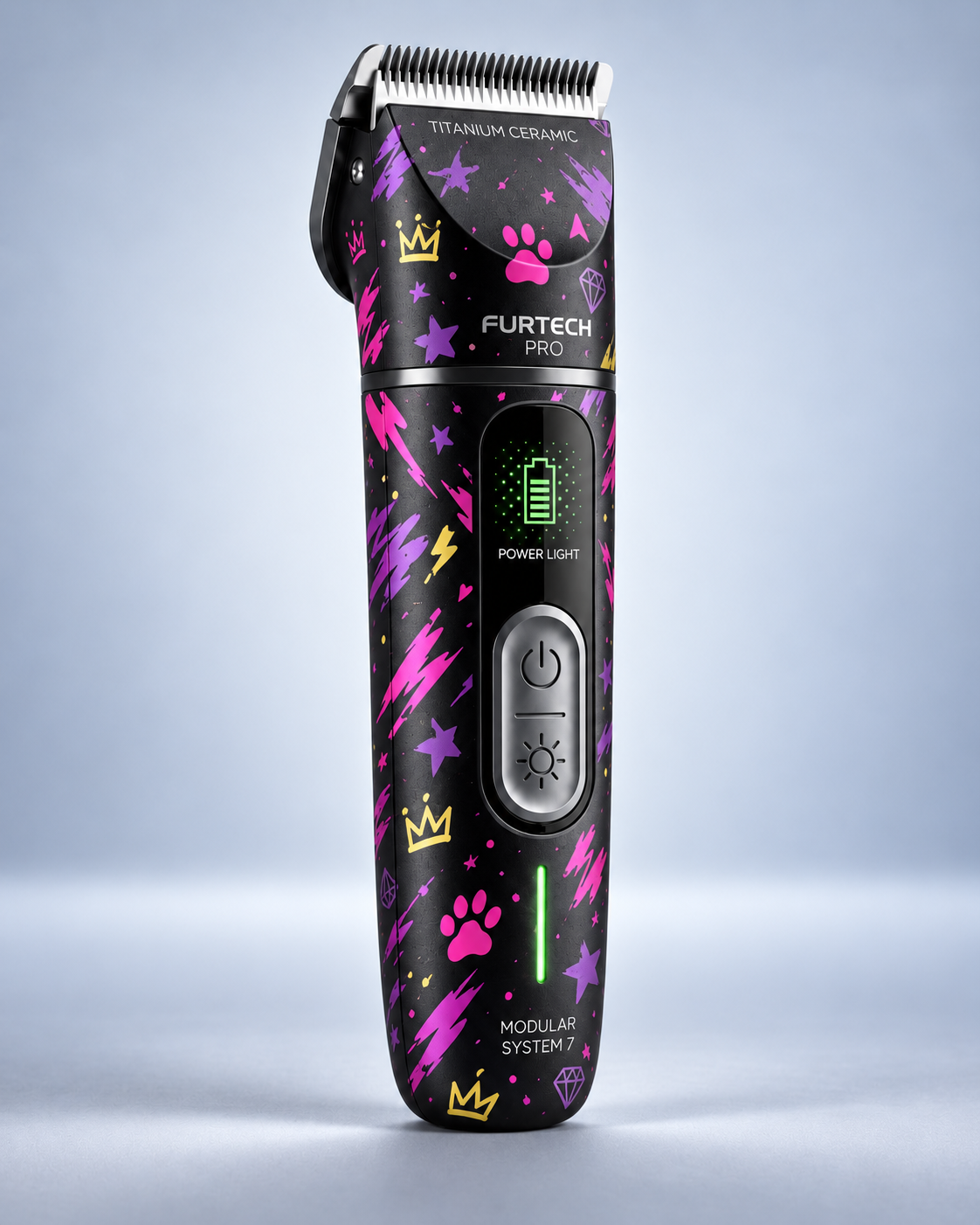 Graphic patterned version of the modular grooming clipper.