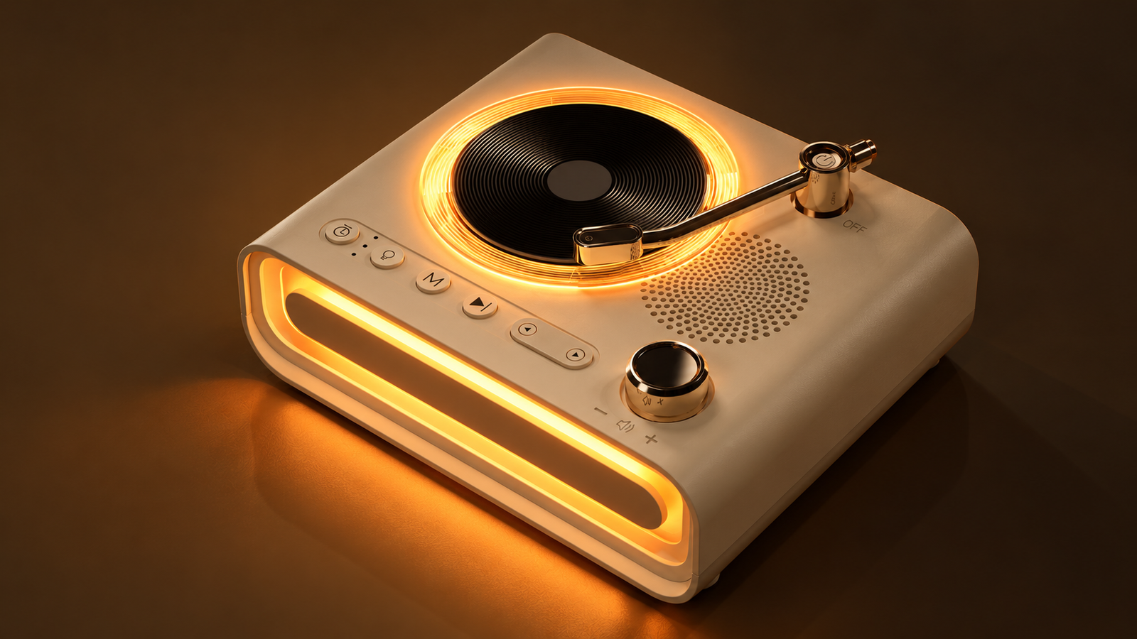 Vinyl Ambient Speaker showing a restrained warm lighting state